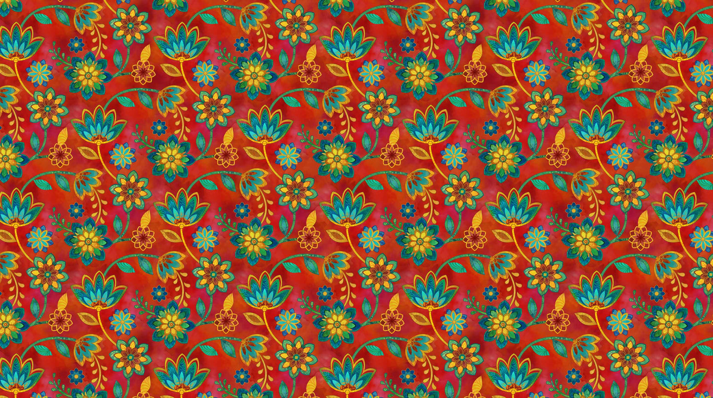 Boho Blooms DP27778-24 Red Multi