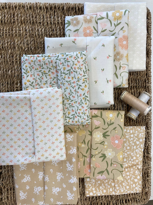 Flower Girl Fat Quarter Bundle Taupe/White