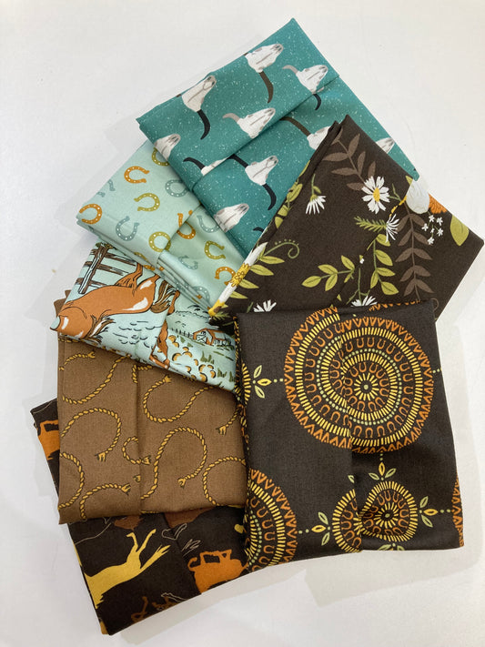 Ponderosa Teal and Brown Fat Quarter Bundle